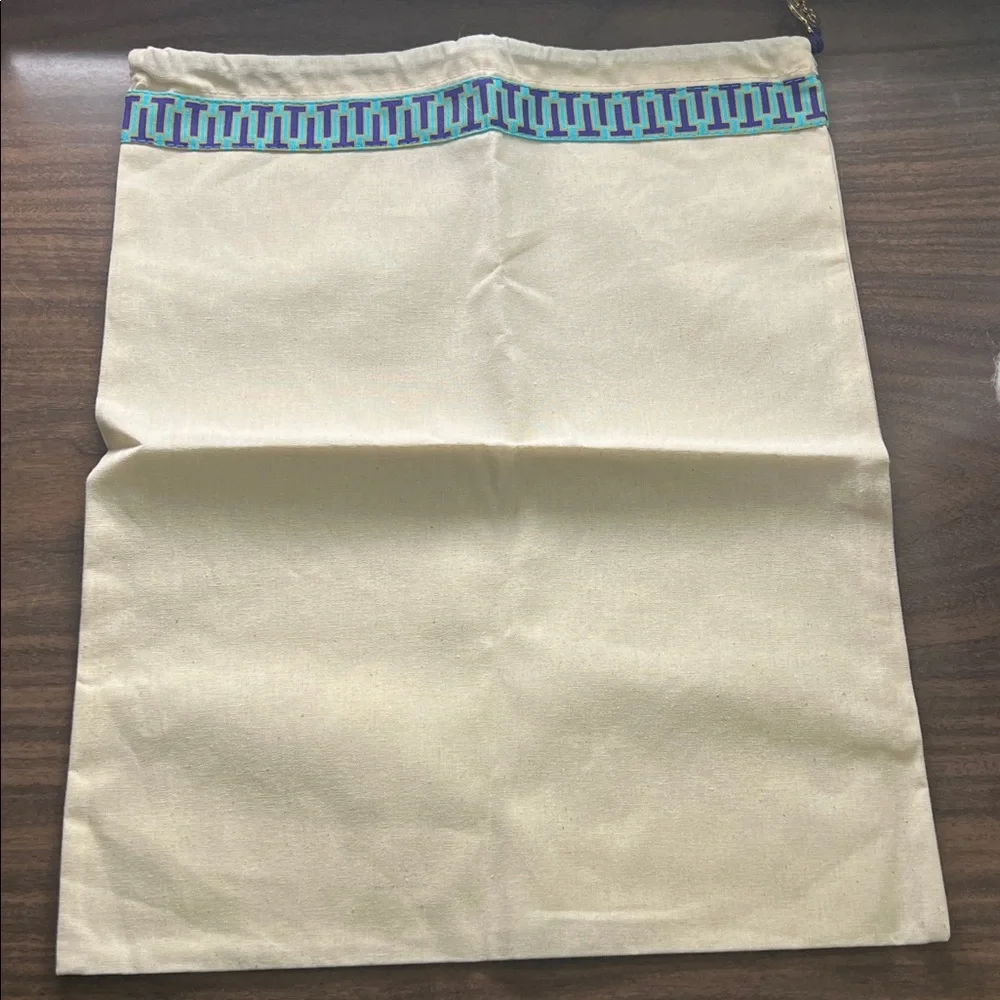 Tory Burch NWOT Geometric Trim Drawstring Shoe Dust Bag